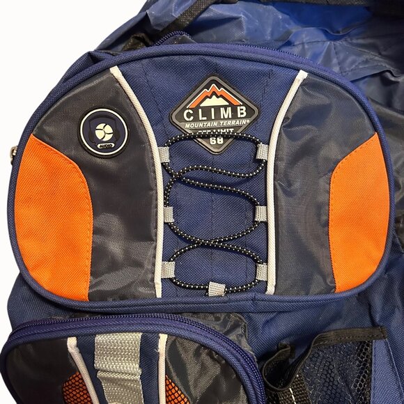 Climb Mtn Terrain Off Limit 68 Blue Orange Backpck Multi Pkts Hike Travel School - Picture 10 of 10